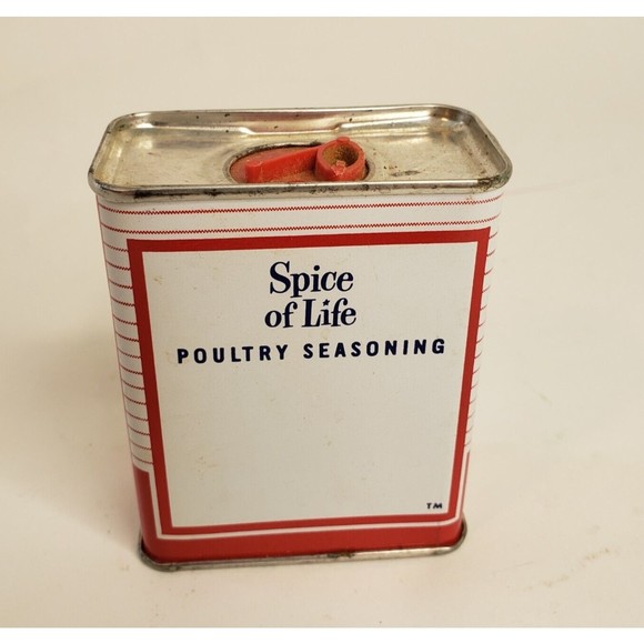 Vintage Spice of Life Tin Poultry Seasoning 3" Granny Kitchen MCM 43 Cent Price - Picture 3 of 7